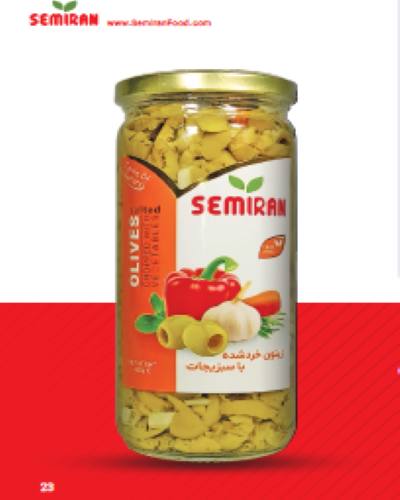 سمیران زیتون شیشه ای خردشده با سبزیجات 450گرمی 12عددی مصرف کننده740،000